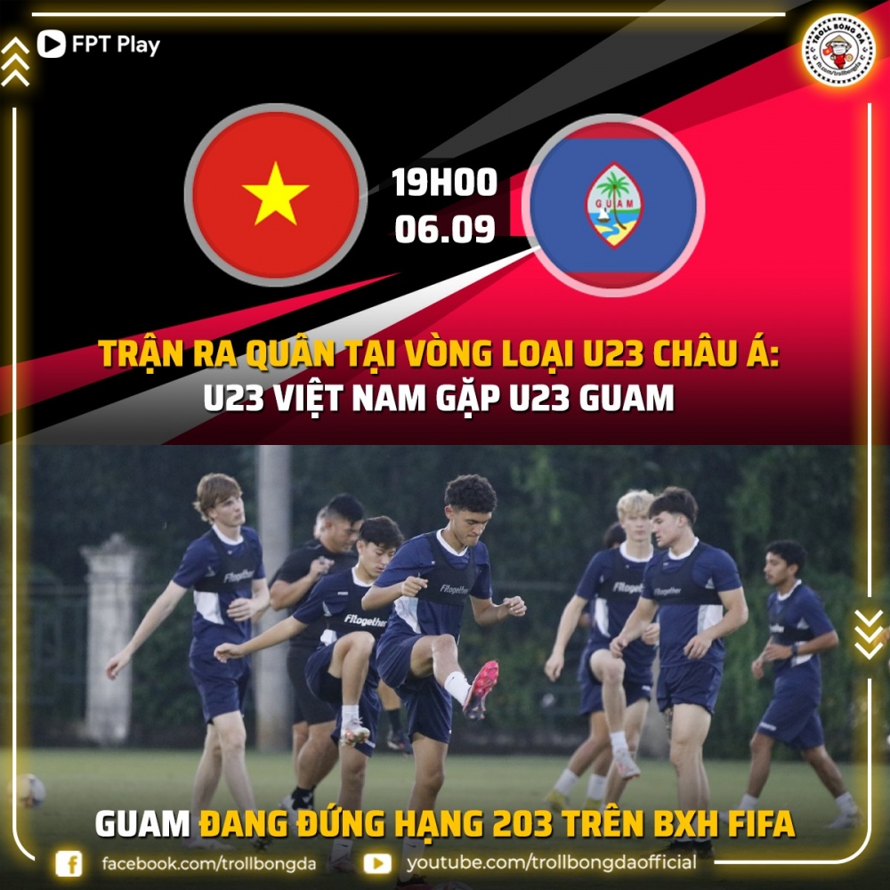 U23 Việt Nam có trận ra quân hứa hẹn dễ dàng ở vòng loại U23 châu Á 2024. (Ảnh: Troll Bóng đá).