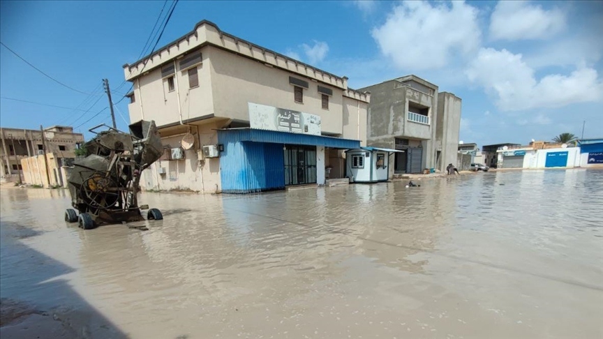 Mưa lớn gây lũ lụt ở Libya. Ảnh: aa.com.tr