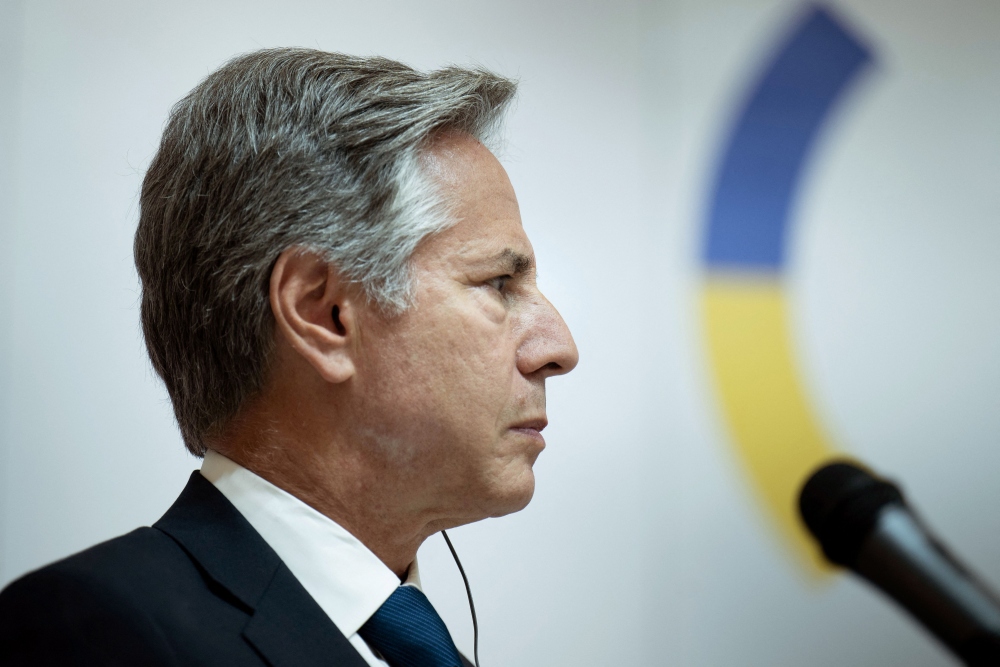 Ngoại trưởng Mỹ Antony Blinken trong cuộc họp báo tại Kiev ngày 6/9. Ảnh: Getty