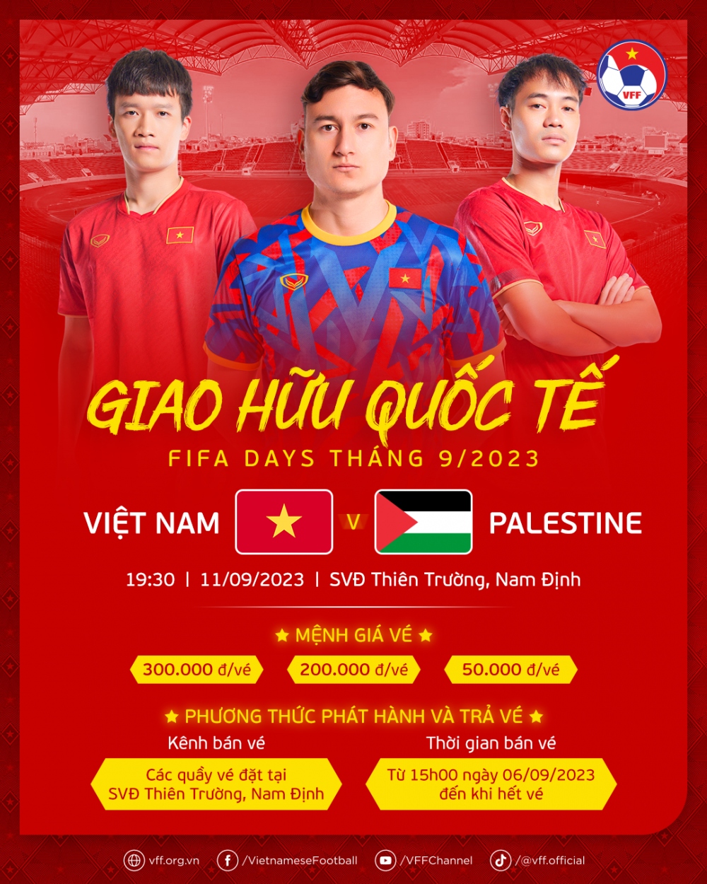 Vé xem trận ĐT Việt Nam với ĐT Palestine đắt nhất 300.000 đồng.