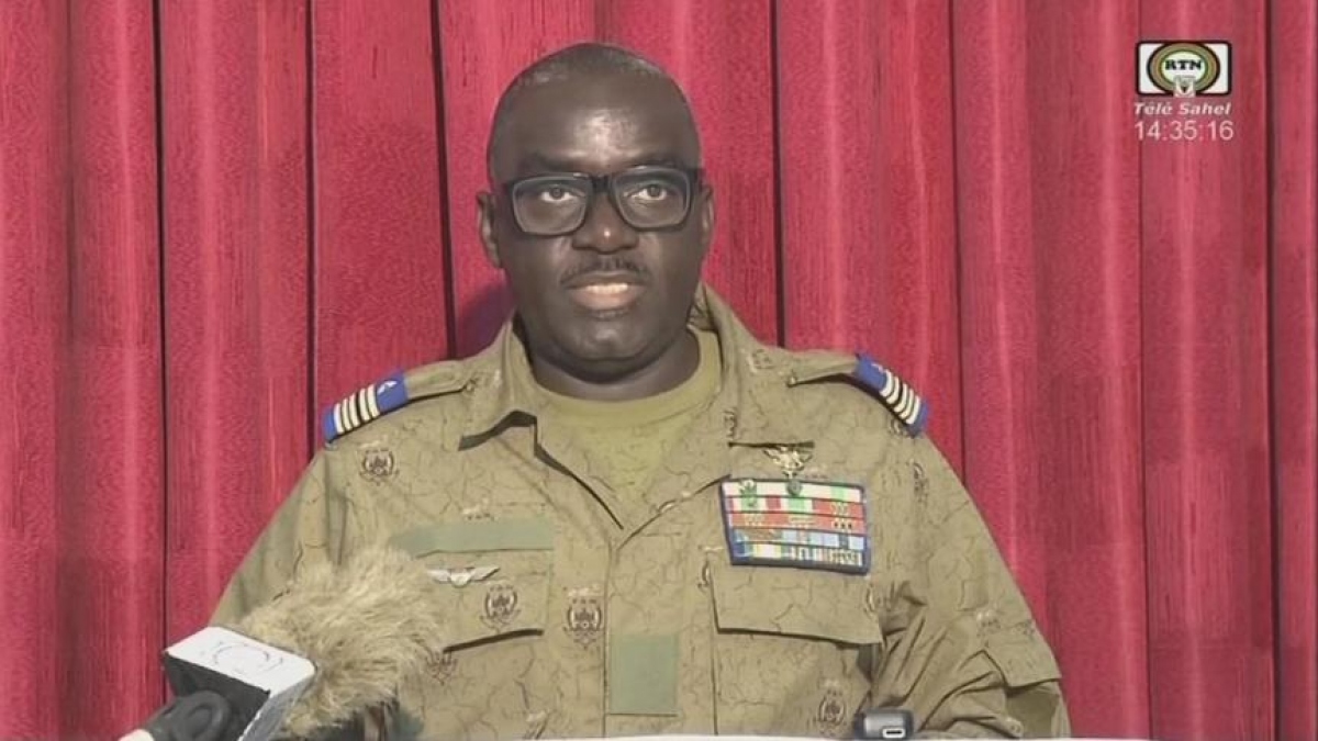 Đại tá Amadou Abdramane nhấn mạnh chính quyền quân sự của Niger cảm thấy thất vọng trước những nhận xét của Tổng thống Pháp - Ảnh: Télé Sahel