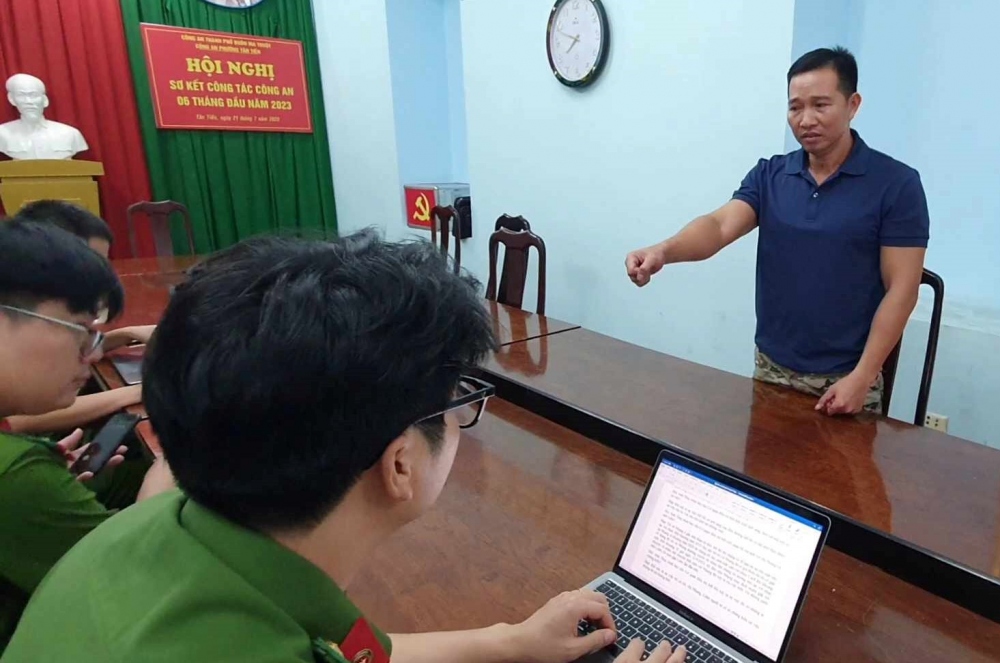 Đối tượng Thụy tại cơ quan điều tra