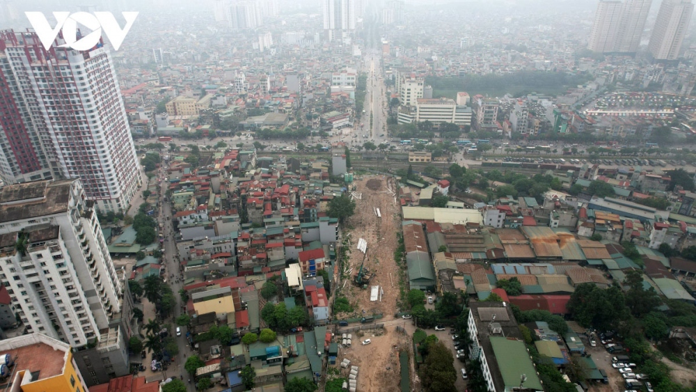 Công trình hầm chui Kim Đồng (Hoàng Mai, Hà Nội) đang được thi công.