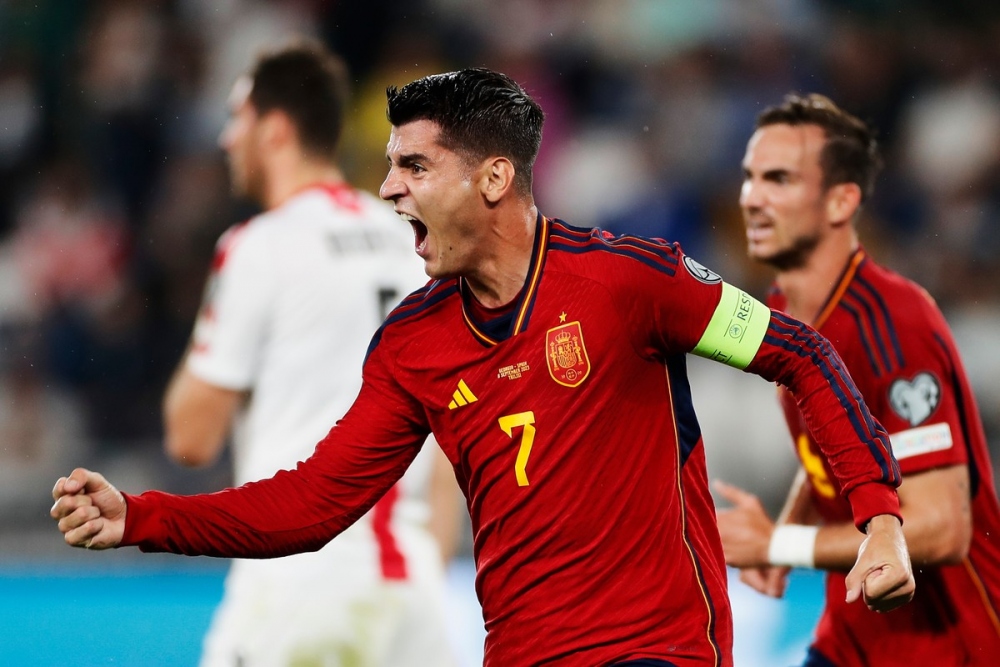 Morata lập hat-trick trong chiến thắng 7-1 của Tây Ban Nha trước Georgia. (Ảnh: Reuters)