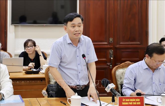 Phó Chủ tịch Ủy ban nhân dân thành phố Thủ Đức Nguyễn Hữu Anh Tứ. Ảnh: Hồng Giang/TTXVN