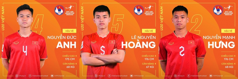3 trung vệ thực thụ của Olympic Việt Nam đều cao dưới 1m80. (Ảnh: VFF)