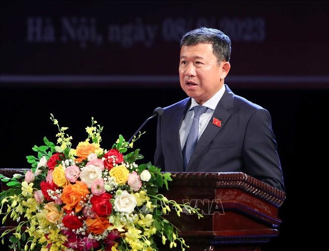Ông Vũ Hải Hà, Ủy viên Trung ương Đảng, Chủ nhiệm Ủy ban Đối ngoại của Quốc hội phát biểu. (Ảnh: An Đăng/TTXVN)