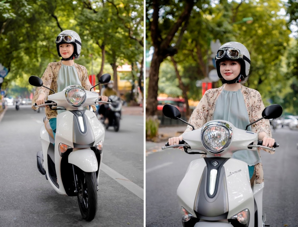 Ly Phạm dạo quanh Hà Nội trên chiếc Yamaha Janus 2022