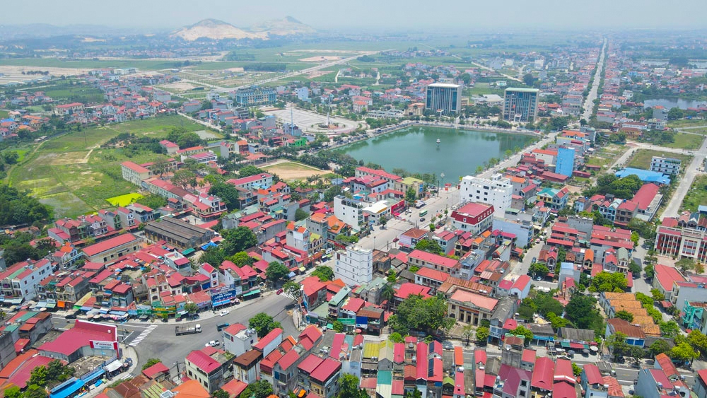 Hình ảnh trên cao thị trấn Bích Động, huyện Việt Yên