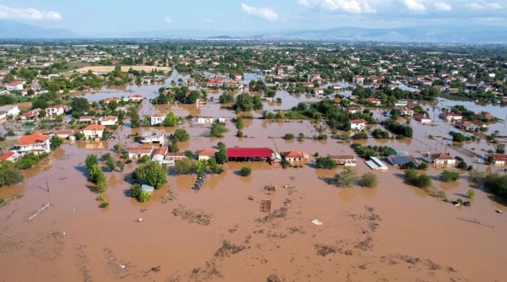 Một khu vực bị ngập lụt ở Megala Kalyvia, Hy Lạp ngày 9/9. Ảnh: Reuters