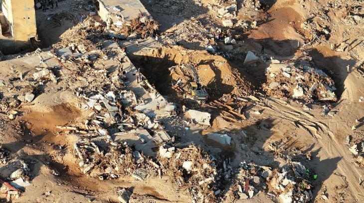 Cảnh tượng từ trên cao cho thấy lũ lụt tàn phá phía Đông Libya. Ảnh: Getty