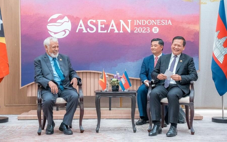 Thủ tướng Timor Leste Xanana Gusmao (trái) và Thủ tướng Campuchia Samdech Thipadei Hun Manet. Ảnh: Facebook Manet.