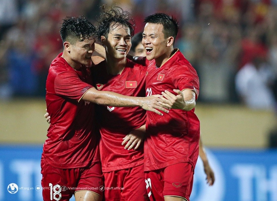The 2-0 victory against Palestine helps Vietnam to accumulate points and duly improve their position in the global rankings. (Photo courtesy of Vietnam Football Federation)