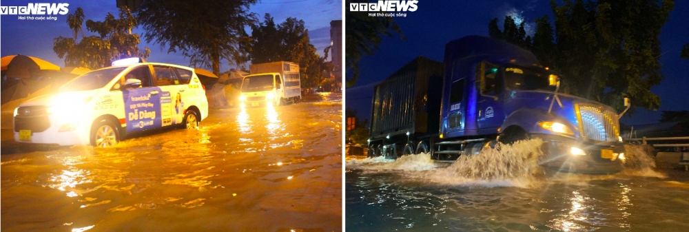 Theo quan sát, nước liên tục dâng cao, các phương tiện đi lại gặp nhiều khó khăn.