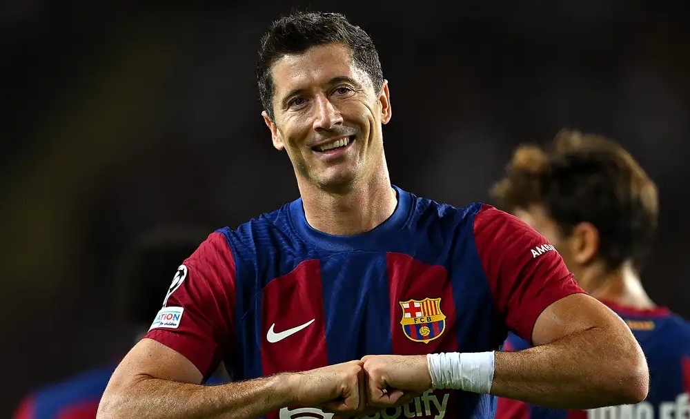 7. Robert Lewandowski | Barcelona | 5 bàn thắng (Ảnh: Getty).