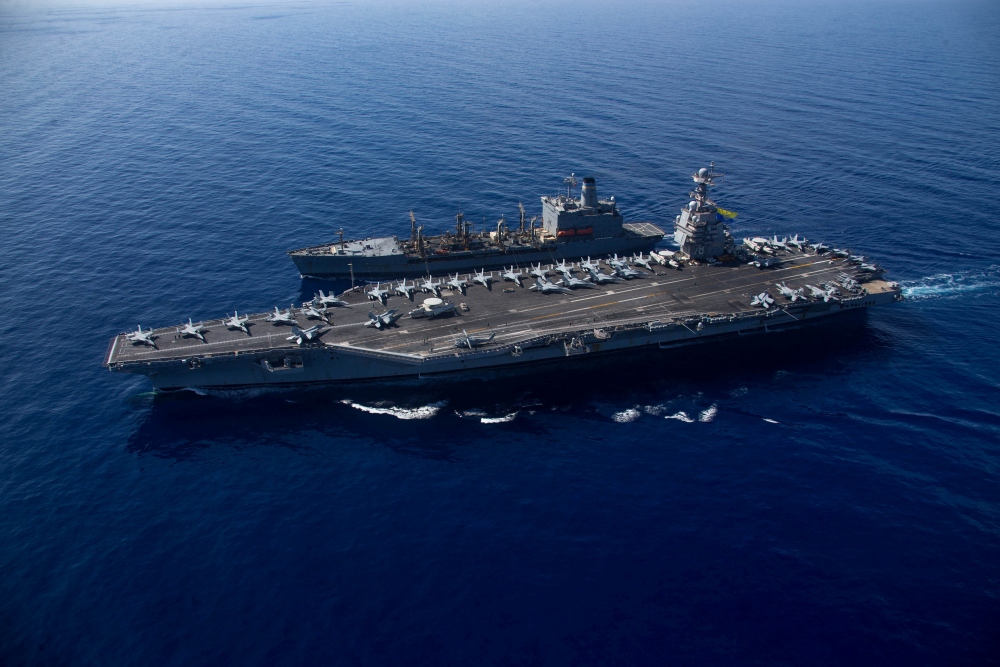 Tàu sân bay lớn nhất thế giới USS Gerald R. Ford của Mỹ được điều tới Trung Đông. Ảnh: Reuters