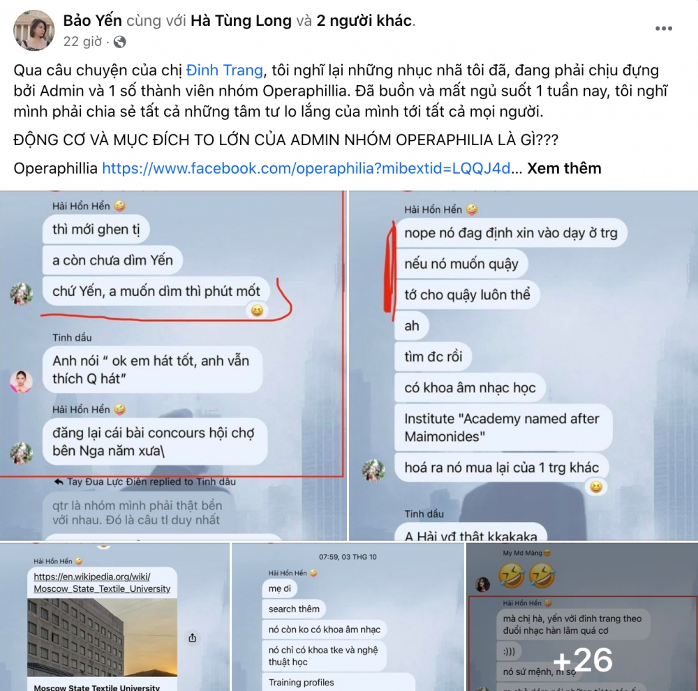 Ca sĩ Bảo Yến - Quán quân Sao Mai 2015 dòng nhạc thính phòng cũng chia sẻ câu chuyện "nhức nhối" liên quan đến những người trong sự việc