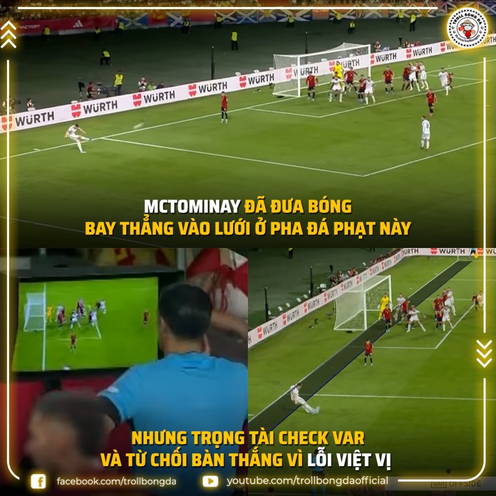 McTominay mất bàn thắng đáng tiếc tại vòng loại EURO 2024 (Ảnh: Troll Bóng Đá)