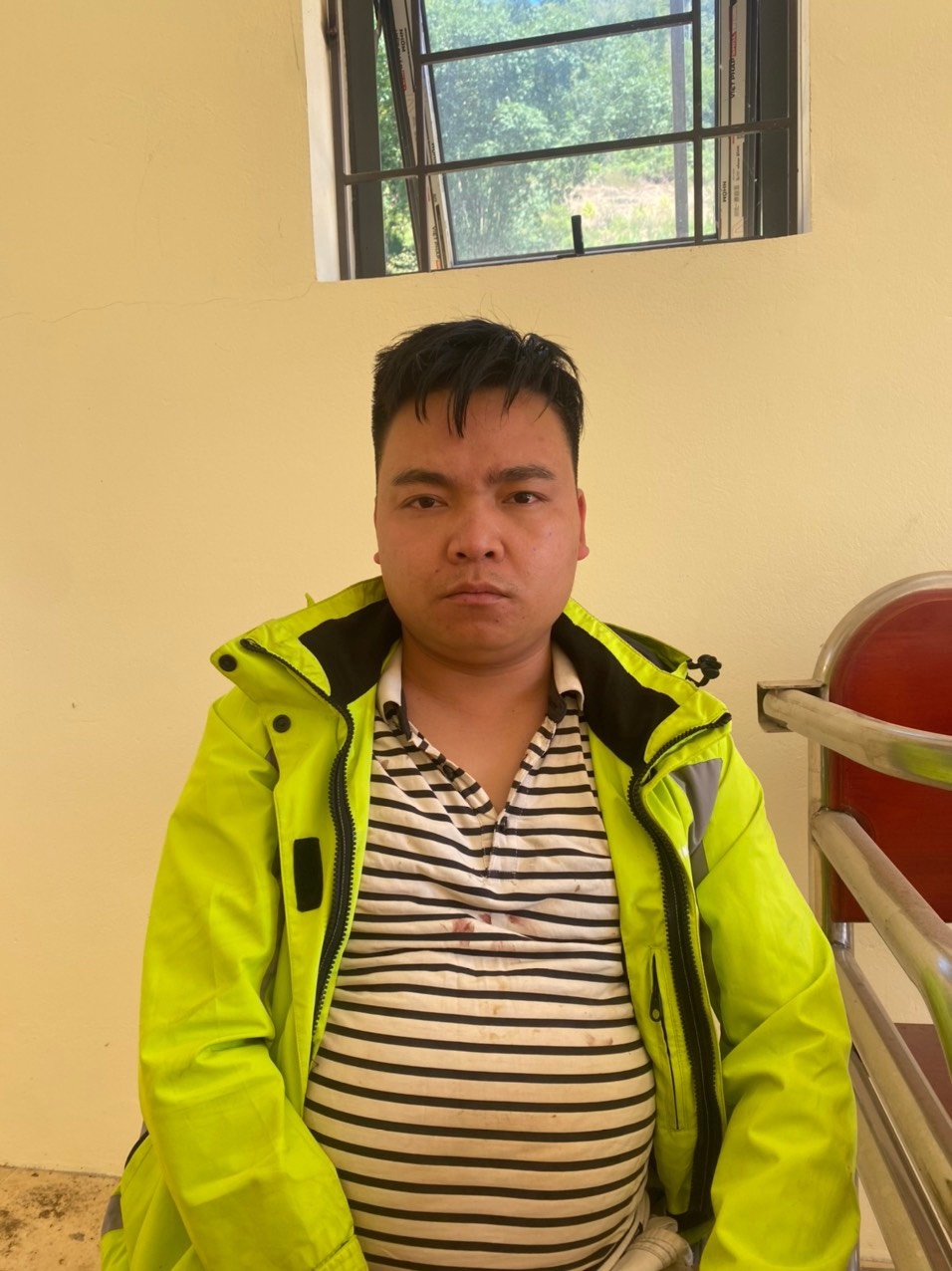 Bùi Văn Thái tại cơ quan công an.
