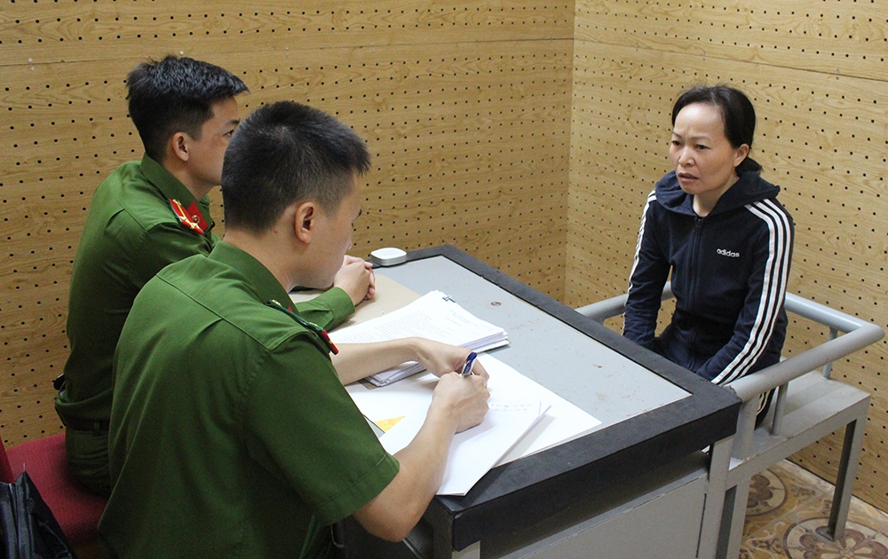 Hà Thị Thi tại cơ quan Công an