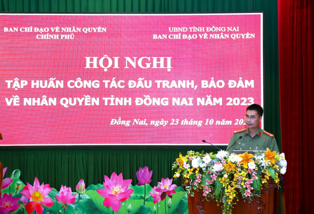 Thượng tá Nguyễn Mạnh Toàn, Phó Giám đốc Công an tỉnh, Phó Trưởng ban Thường trực Ban Chỉ đạo Nhân quyền tỉnh Đồng Nai. 