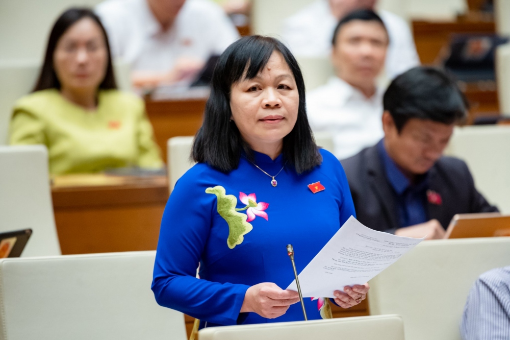 Đại biểu Nguyễn Thị Mai Hoa (Đoàn ĐBQH tỉnh Đồng Tháp) phát biểu tranh luận