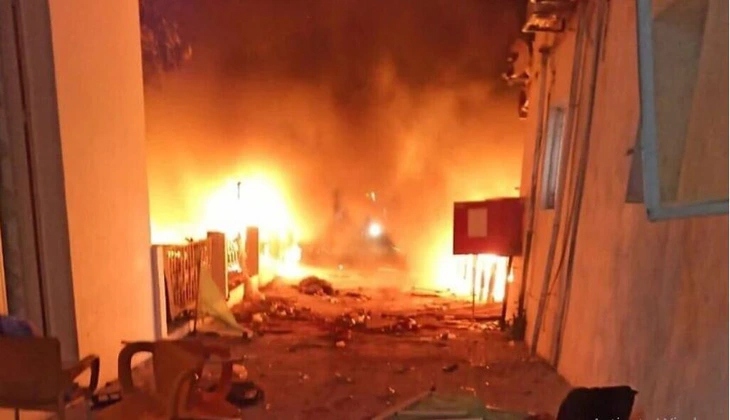 Vụ nổ tại Bệnh viện Al-Ahli Arabi ở Gaza ngày 17/10. (Ảnh chụp màn hình The Times of Israel)