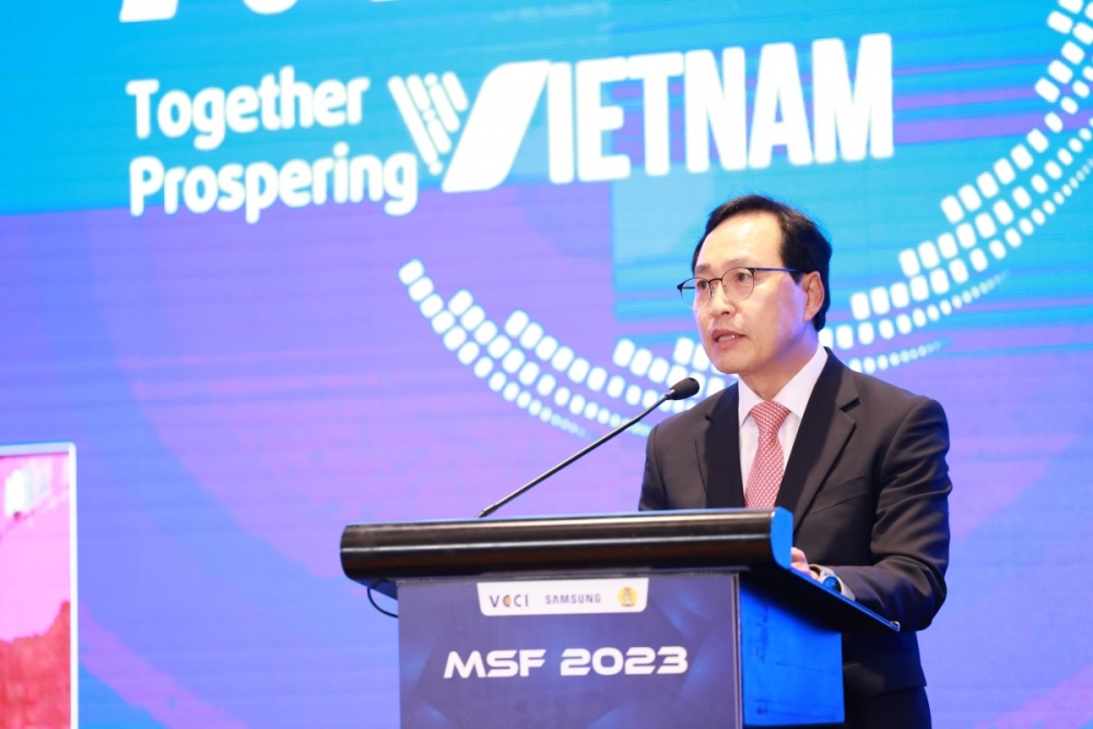 Ông Choi Joo Ho - Tổng Giám đốc Samsung Việt Nam phát biểu tại sự kiện