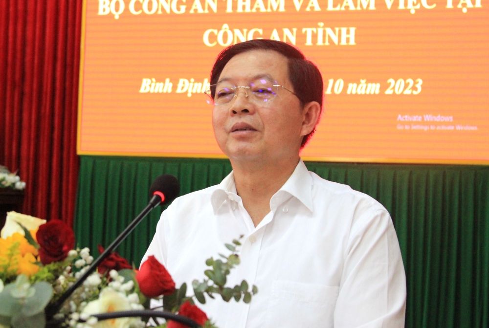 Ông Hồ Quốc Dũng, Bí thư Tỉnh ủy Bình Định phát biểu tại buổi làm việc.