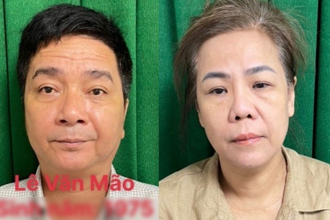 Lê Văn Mão (bên trái) và Nguyễn Thị Kim Liên. Ảnh: Công an cung cấp.