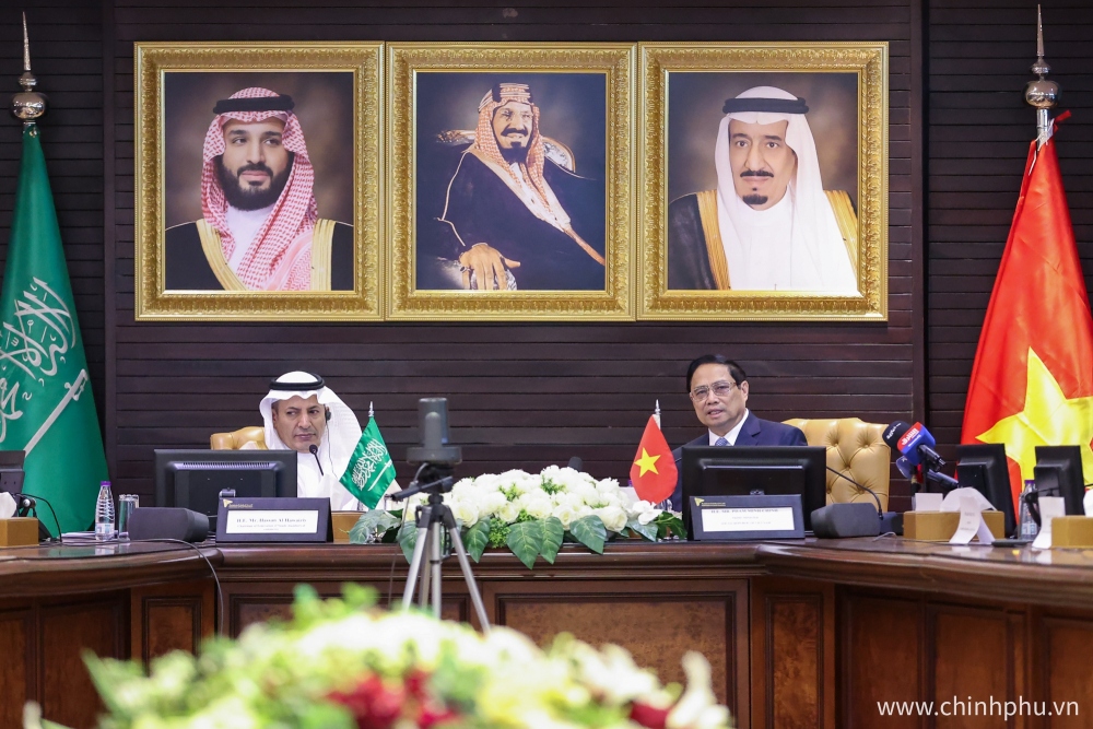 Thủ tướng Phạm Minh Chính dự và phát biểu tại Diễn đàn kinh doanh Việt Nam - Saudi Arabia.