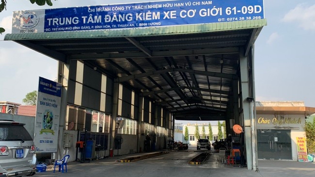 Trung tâm đăng kiểm xe cơ giới 61-09D ở tỉnh Bình Dương, nơi xảy ra sai phạm. (Ảnh: CACC).