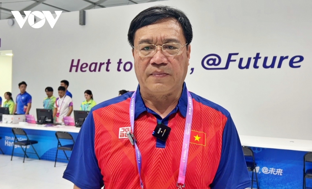Trưởng đoàn Thể thao Việt Nam tại ASIAD 19 Đặng Hà Việt (Ảnh: Việt Anh)