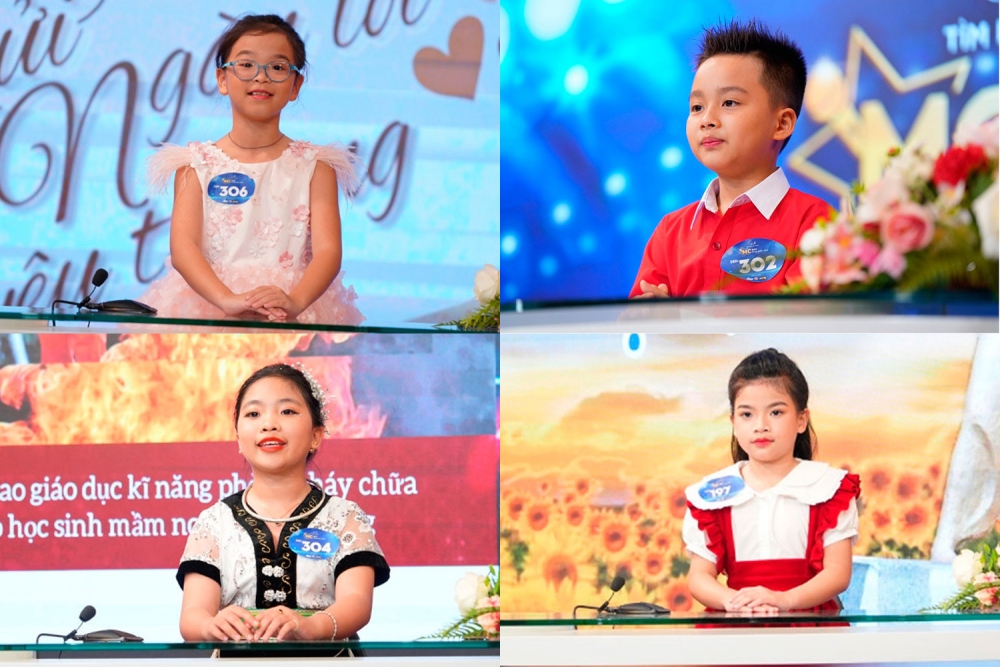 Các thí sinh Hà Huyền Anh, Nguyễn Gia Hưng, Phạm Linh Anh và Vũ Thuỳ Dung (lần lượt từ trên xuống).