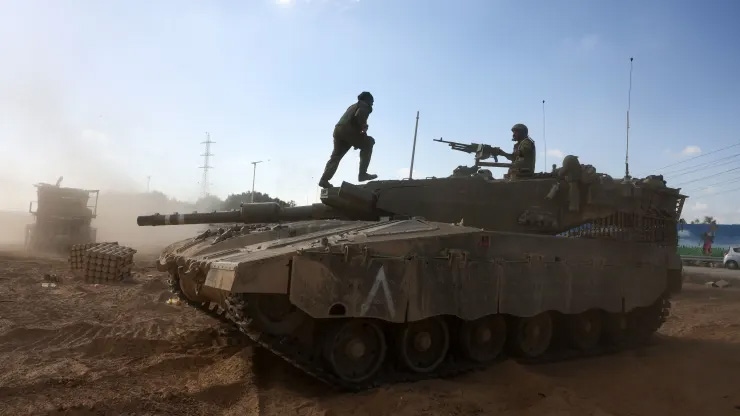 Xe tăng Israel ở biên giới với Gaza. Ảnh: 15/10/2023. Ảnh: Getty