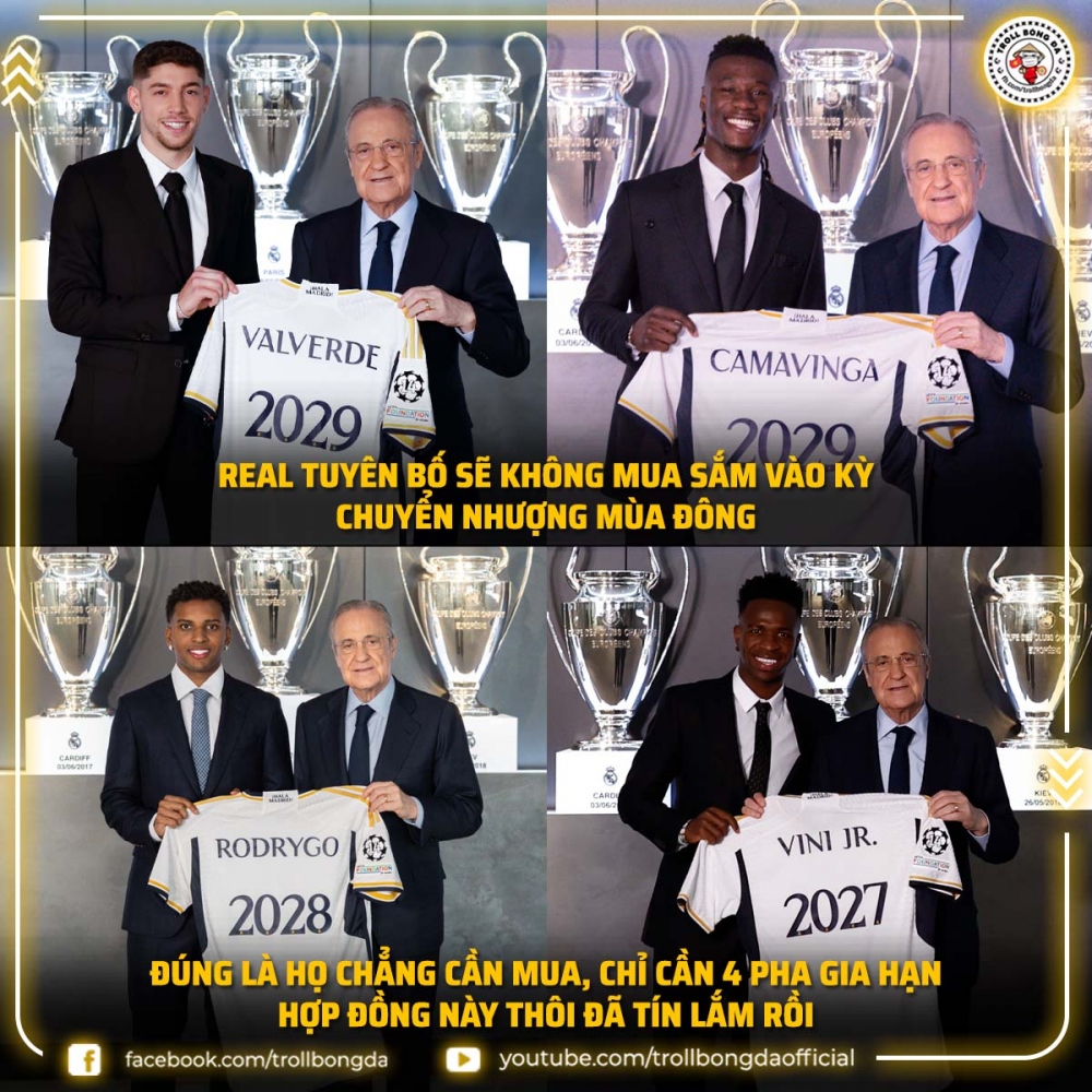 Real Madrid tăng cường lực lượng theo cách đặc biệt. (Ảnh: Troll Bóng đá). 