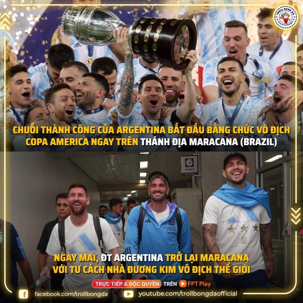 ĐT Argentina được đánh giá cao hơn hẳn ĐT Brazil. (Ảnh: Troll Bóng đá). 