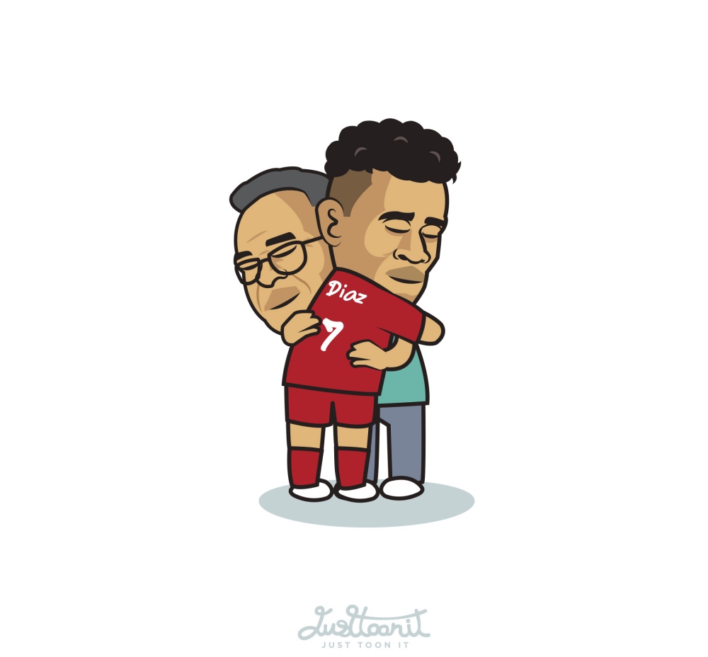 Cha của Luis Diaz được trả tự do. (Ảnh: Just Toonit). 