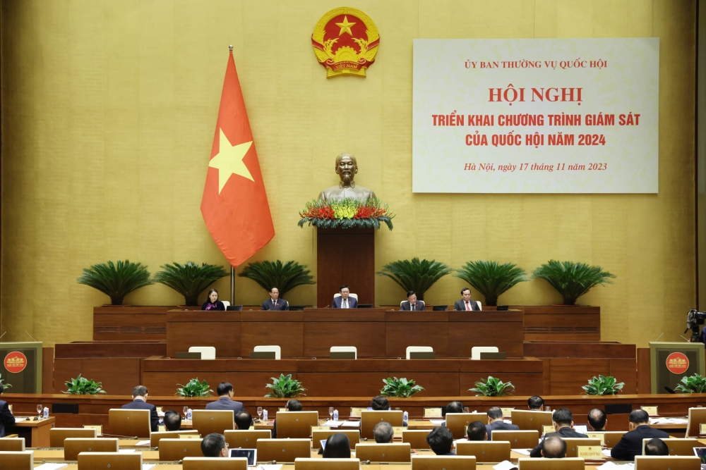 Hội nghị triển khai Chương trình giám sát của Quốc hội, Ủy ban Thường vụ Quốc hội năm 2024 tại Hội trường Diên Hồng