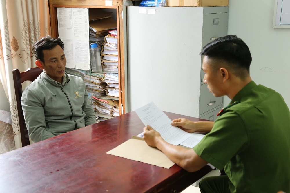 Nguyễn Văn Ngọc tại cơ quan công an. (Ảnh: CACC)