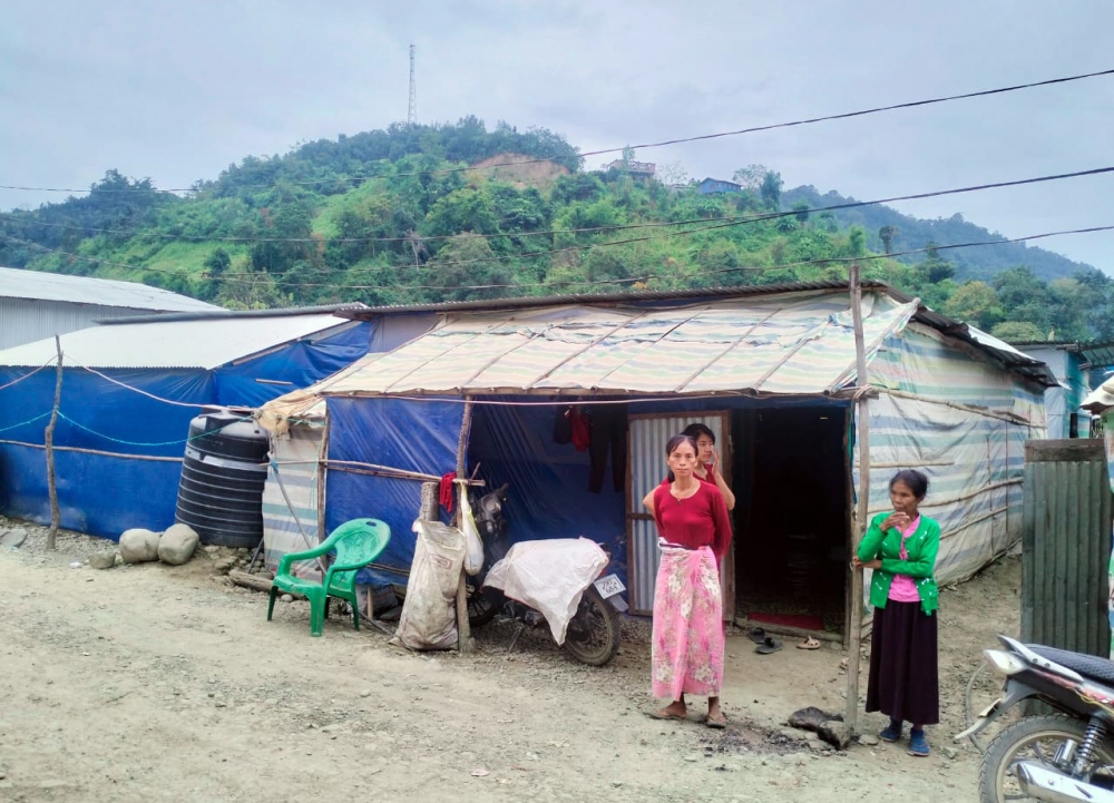 Một lán trại của người tị nạn Myanmar tại khu vực Zokhawthar, quận Champhai, bang Mizoram, Đông Bắc Ấn Độ ngày 16/1