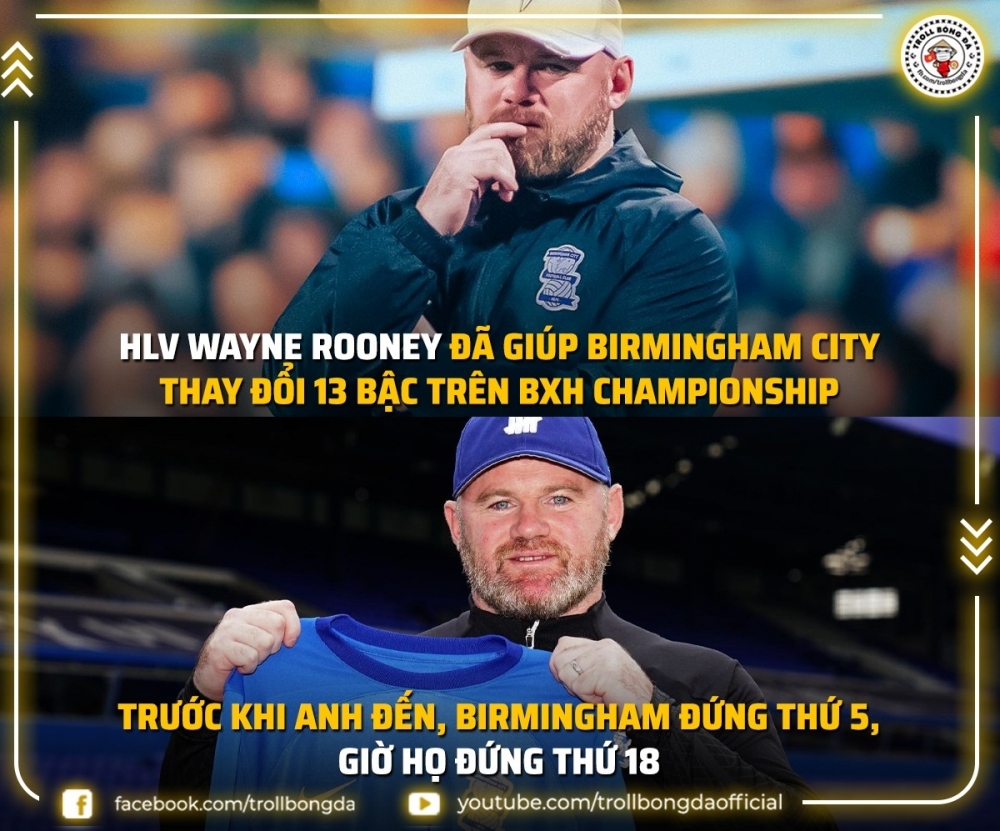 HLV Wayne Rooney tạo bất ngờ cực lớn. (Ảnh: Troll Bóng Đá)