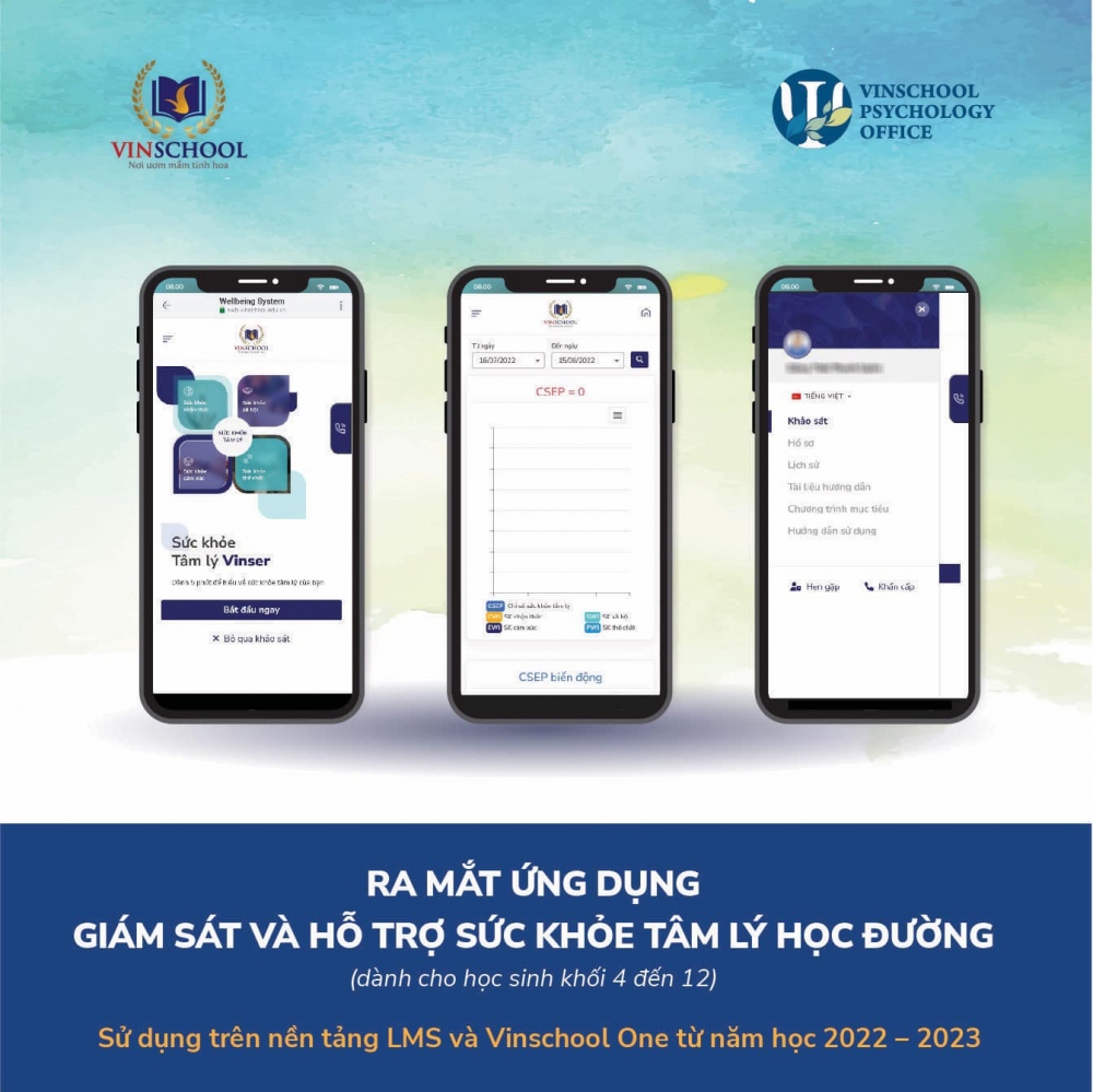 Ứng dụng SWB được Vinschool phát triển nhằm đảm bảo phối hợp giám sát, hướng dẫn và hỗ trợ sức khỏe tâm lý học đường học sinh