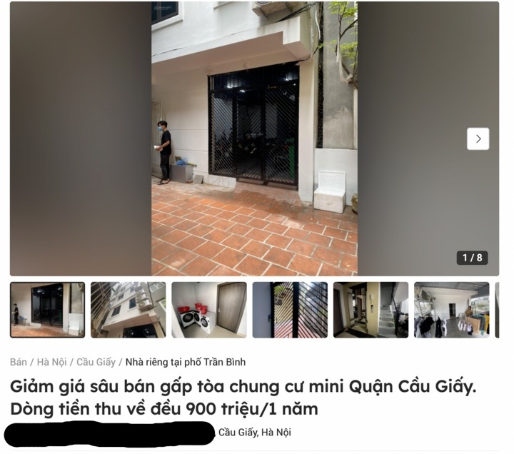 Nhiều toà chung cư mini rao bán - Ảnh chụp màn hình