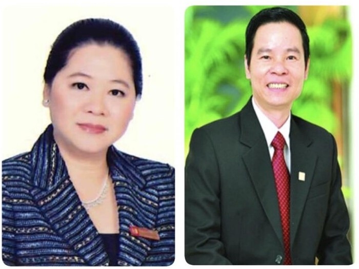 Cựu Chủ tịch SCB Đinh Văn Thành (người đưa hối lộ cho bà Nhàn) và cựu Chủ tịch SCB Nguyễn Thị Thu Sương.