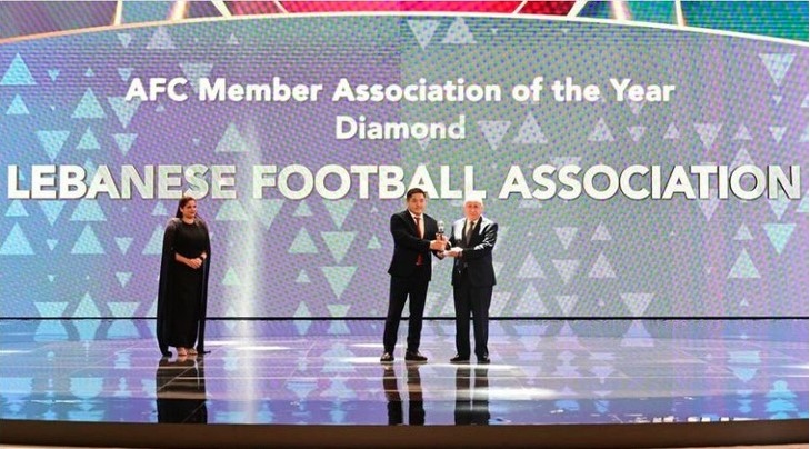 The Lebanese Football Association successful surpasses the Vietnam Football Federation to win the AFC Member Association of the Year - Diamond (Photo: AFC)