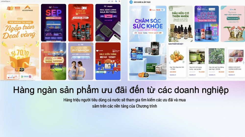 Hàng nghìn sản phẩm ưu đãi đến từ các DN trên các nền tảng của Chương trình Online Friday 2023