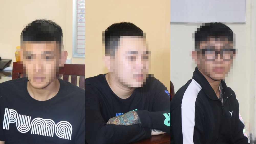 Các đối tượng tại cơ quan công an.