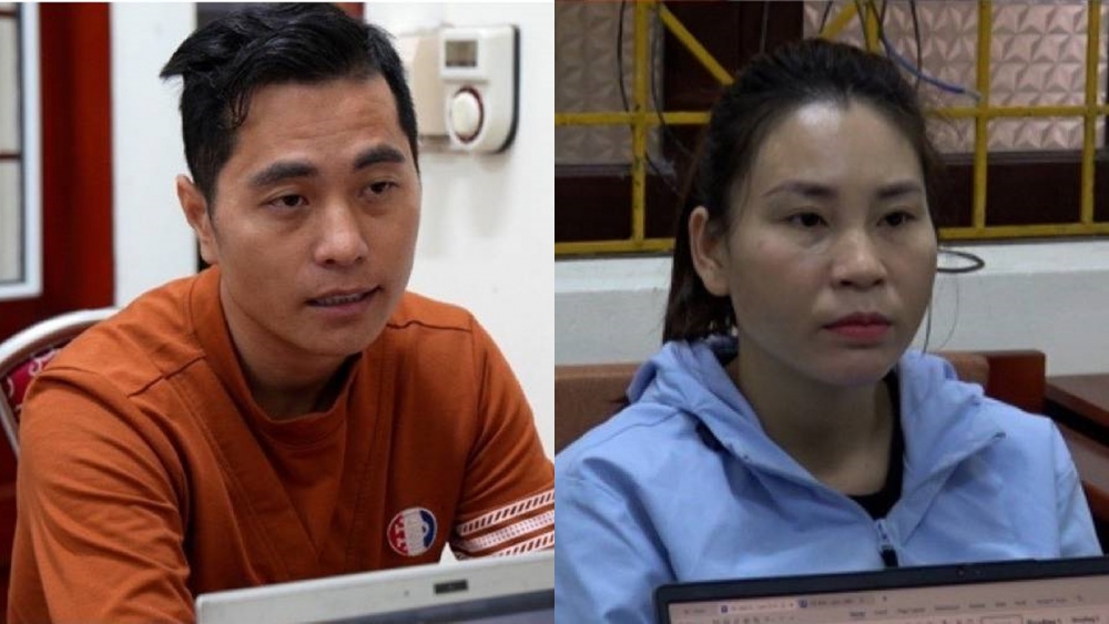 Các đối tượng Nông Văn Âu và Nguyễn Thị Vinh tại Cơ quan Công an