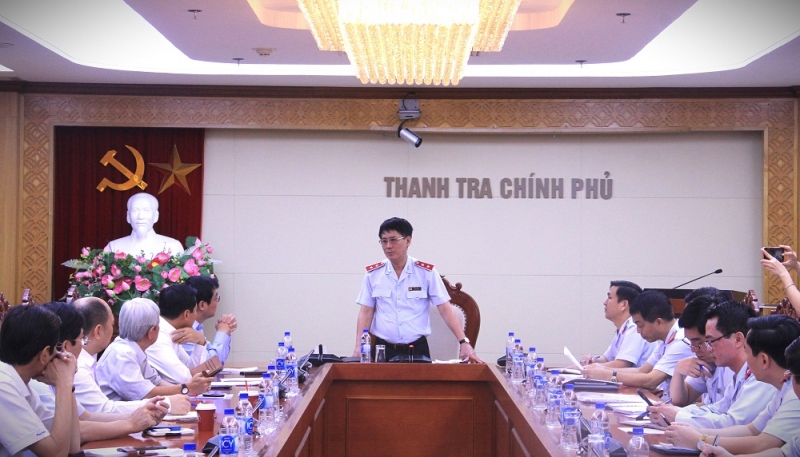 Phó Tổng Thanh tra Chính phủ Lê Sỹ Bảy chủ trì buổi công bố.